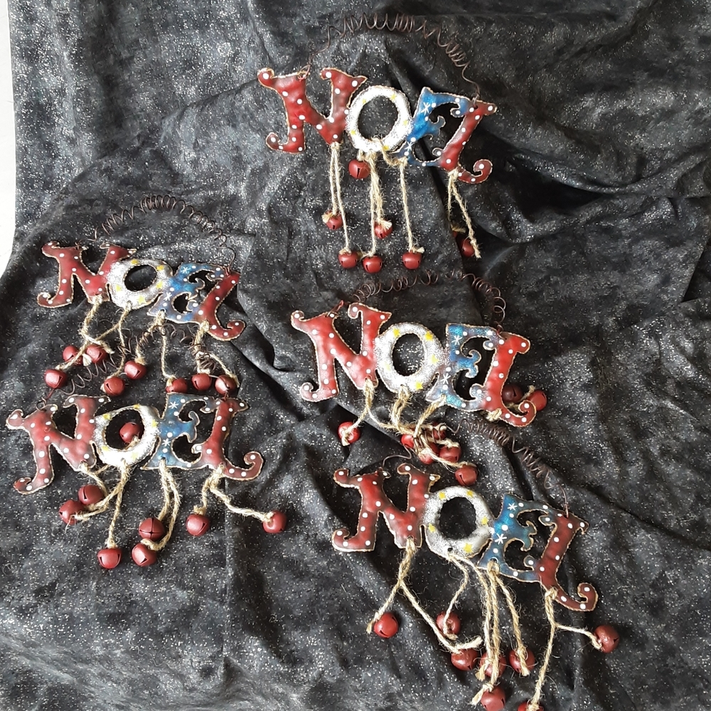 Set of 4 "Noel" Hanging Christmas Tree Ornaments